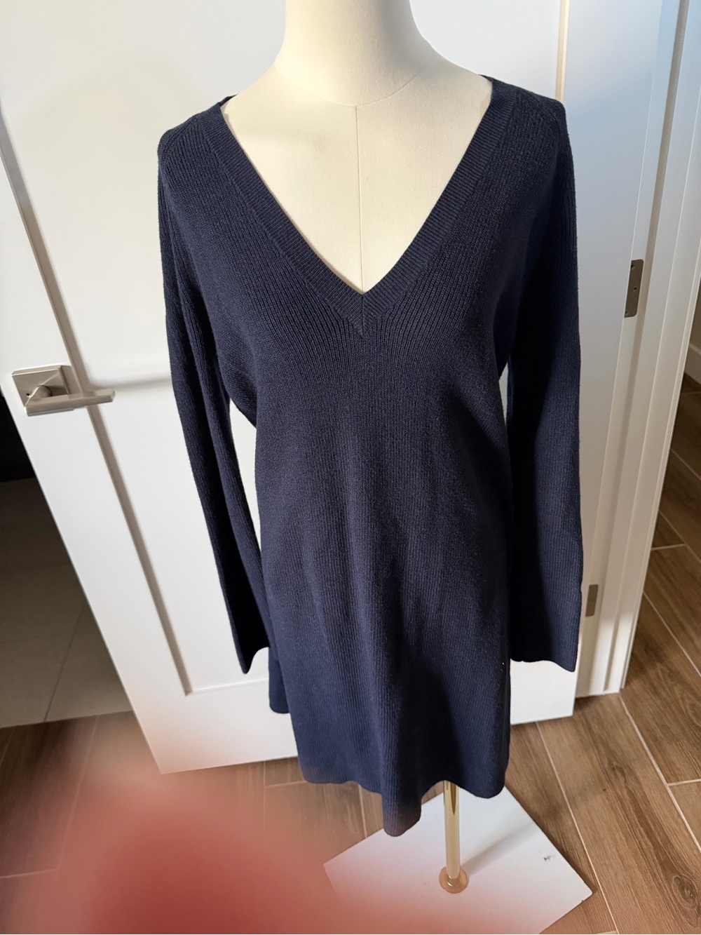 Halogen Navy V-Neck Knit Sweater Dress